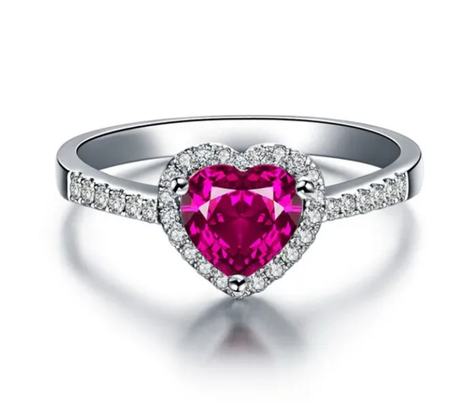 Jewelry  Silver Gem Ruby Wedding Bride Birthstone Engagement Ring Gift