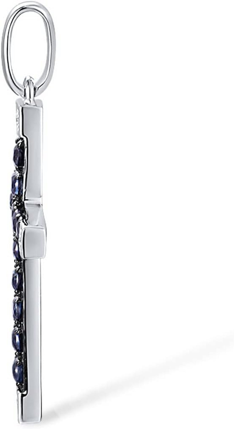 10K Solid Gold Gemstone Genuine Diamond Dainty Cross Pendant without Chain for Women