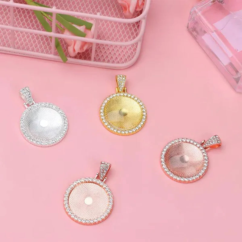 30 Pcs Rhinestone Wing Bezel Pendant Trays with Glass Cabochons 25mm Round Bezel Trays Blank Pendant Bases Blank Pendant Charm for DIY Jewelry Crafts Making Supplies(Gold/Silver/Rose Gold)