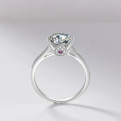 New Fashion Brilliant Round Cut Ruby Moissanite Ring 14K White Gold Plated Anti-tarnish Elegant Engagement Wedding Ring for Lover Precise Size 5-12