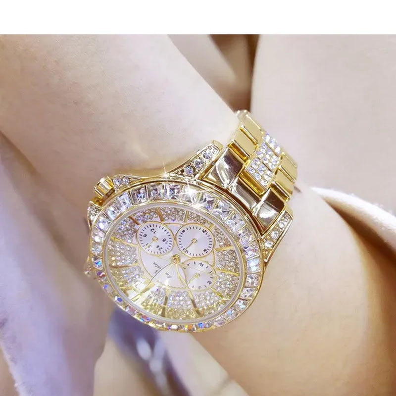 New Arrival Famous Brand Bling Watch Women Luxury Austrian Crystals Watch Rose Gold Shinning Diomand Rhinestone Fashion Bracelet