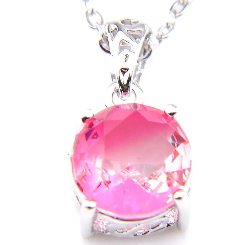 Luckyshine Dazzling Round Fire Bi-Colored Tourmaline Gemstone Silver Earrings Pendants Necklaces Jewelry Sets for Women