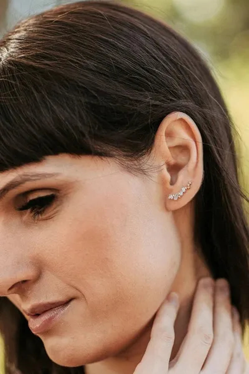 Climbing Earrings for Women Crystal Zircon Stud Earrings Girl Birthday Party Gift Jewelry