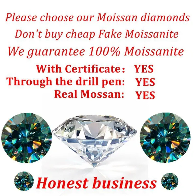 Top Moissanite With Certificate Real Brilliant Loose Moissanite Blue Green Color Round Cut Diamond 6.5 MM 1CT