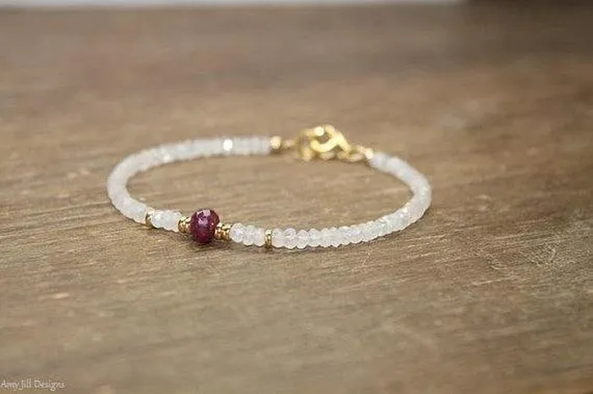 Ruby and Moonstone Bracelet Ruby Jewelry