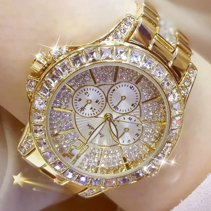 New Arrival Famous Brand Bling Watch Women Luxury Austrian Crystals Watch Rose Gold Shinning Diomand Rhinestone Fashion Bracelet