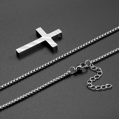 Valentines Day Gifts for Him Cross Necklace for Men Boys, 316L Stainless Steel Chain Pendant Bible Verse Religious Christian Christmas Jewelry Gifts 22+2 Inches