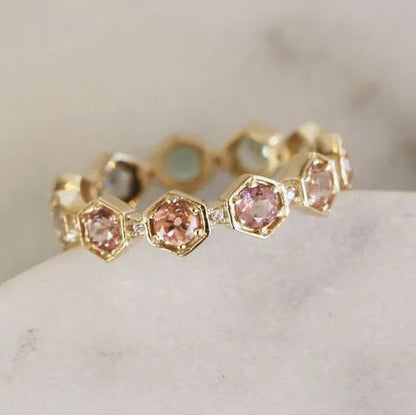 WomenRing Pink Sapphire Jewelry Anniversary Proposal Promise Gift Bride Engagement Wedding
