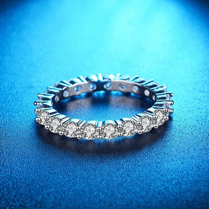 New Design Rings Silver Jewelry Custom Jewelry 925 Sterling Silver Cz Antique Eternity Ring Inlay Cubic Zirconia Unique Shaped Ring for Women Wedding Band