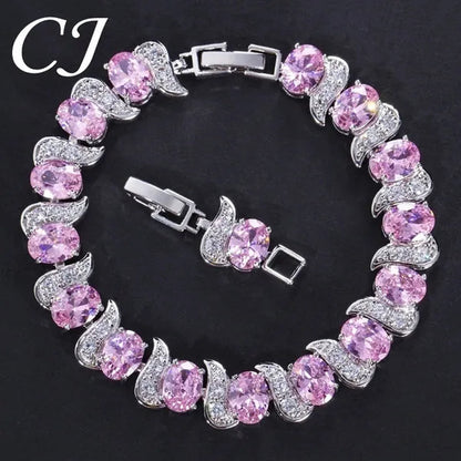 CANDICE 2023 Newest Design Women Luxury CZ Zirconia Silver Bracelets With Blue Stones 18CM+2.5CM（extended clasp）