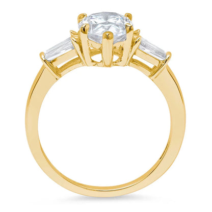 2.3 Ct Pear Cut Clear Simulated Diamond 14K Yellow Gold Anniversary Engagement 3 Stone Ring Size 5