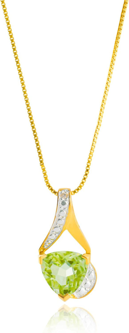 14K White Gold 8Mm Cushion Cut Birthstone Solitaire Pendant Necklace for Women with 18 Inch Box Chain
