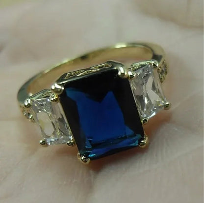 4-Color Natural 5.99CT Emerald/White/Alexandrite/Sapphire Diamond 14K Yellow Gold Ring Size 6-10