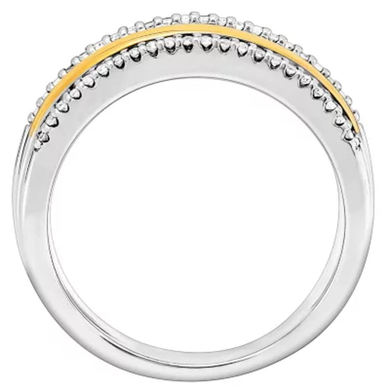 0.26 CT. T.W. Multi Row Diamond Ring in Sterling Silver and 14K Yellow Gold