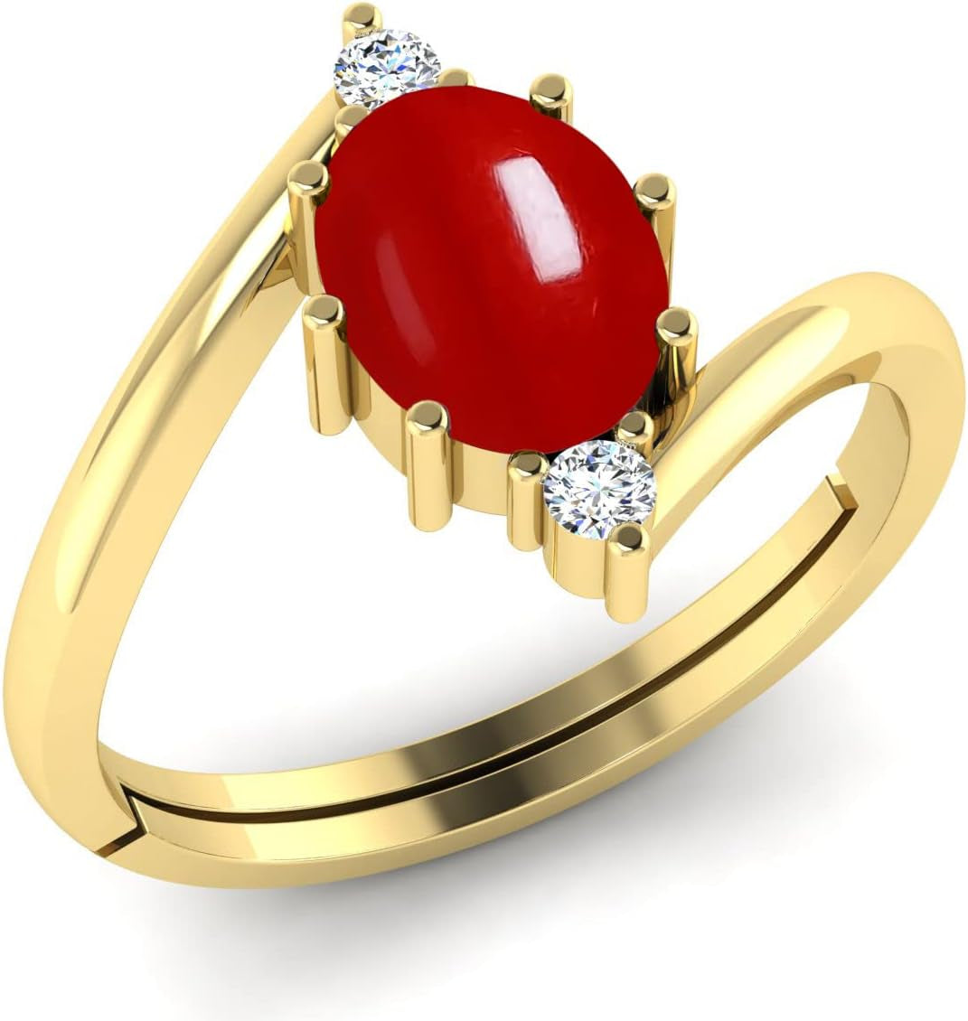 5.00 Carat Natural Red Moonga Coral Ring for Women and Men