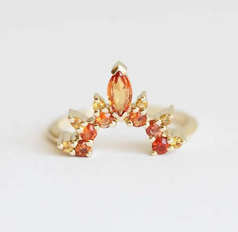 Bohemia Creative Rose Gold Stack with Diamond Gem Three-piece Ring for Women Ruby Crystal Ring Set Jewelry Gifts