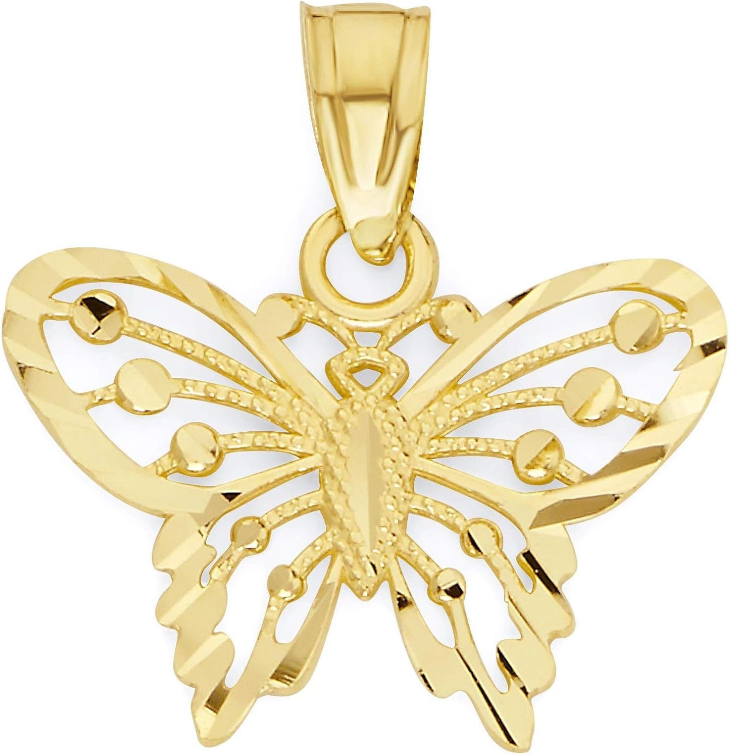 10K Solid Real Gold Butterfly Pendant Small Animal Charm Casual Everyday Wear Jewelry Charm