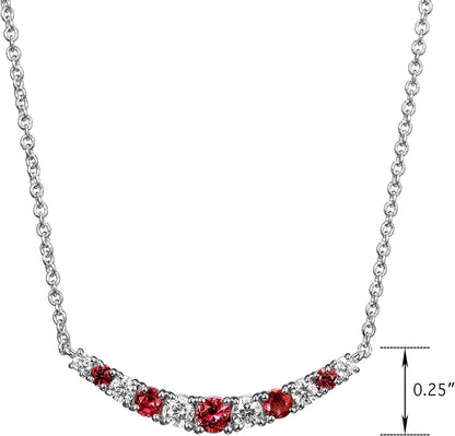 0.22 Cttw Lab Grown Diamond and Gemstone 925 Sterling Silver Curved Cluster Bar Pendant Necklace (H-I Color, I1 Calarity)