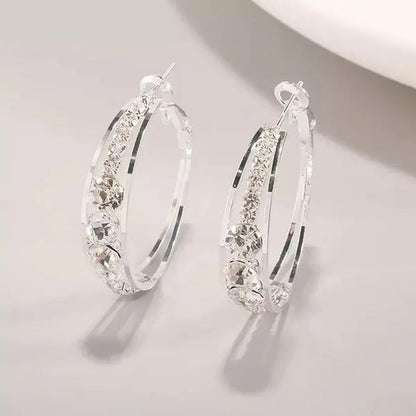 European and American Fashion Hoop Earrings Women'S Earrings Micro-Inlaid White Zircon Delicate Earrings Romantic Valentine'S Day Gift Engagement Earrings Wedding Earrings Anniversary Women'S Jewelry