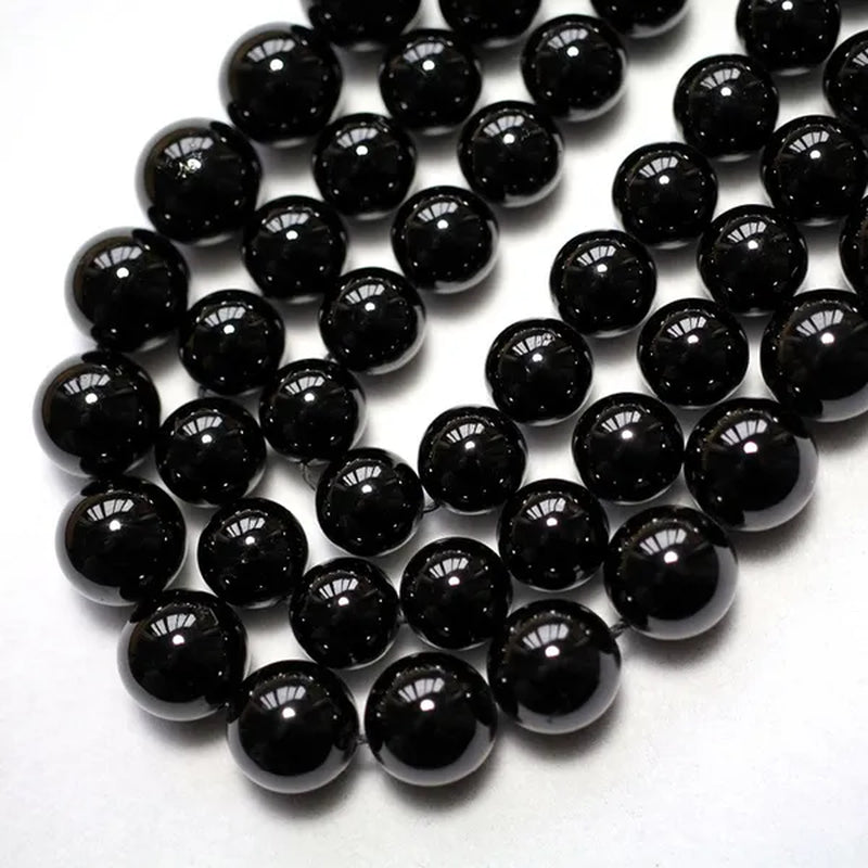 Natural Genuine Black Tourmaline Gemstone Round Loose Beads Fit Women Jewelry Necklace Bracelets 4/6/8/10/12mm Pick Size