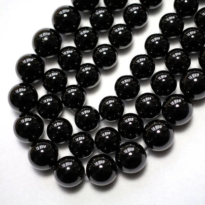 Natural Genuine Black Tourmaline Gemstone Round Loose Beads Fit Women Jewelry Necklace Bracelets 4/6/8/10/12mm Pick Size
