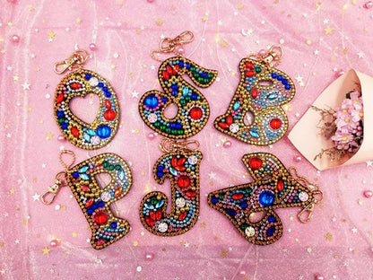 5D Creative Crystal Diamond Painting DIY 26 Letter One-Piece Keychain Pendant/1Pc