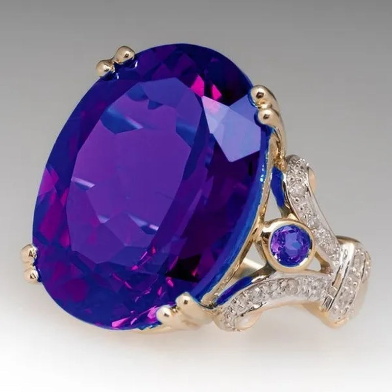 Fashion Gold Plated Plated Goose Egg Sapphire Women Wedding Engagement Ring