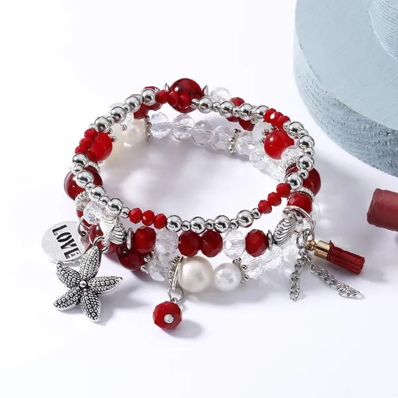 RAVIMOUR 3pcs Set Crystal Bracelets for Women Vintage Star Love Bracelet Female Jewelry Tassel Stone Charms Wristband Gift 2018