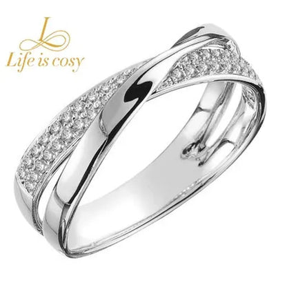 Fashion Micro Magnetic Slimming Ring 925 Sterling Silver White Sapphire Cross Rose Gold Ring Diamond Ring Women's Fat Burning Magnetic Therapy Weight Loss Jewelry