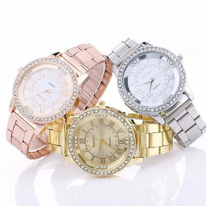 Luxury Brand Ladies Quartz Watches Women Full Diamond Rose Watch Gold Fashion Watch for Gift Clock Reloj Mujer Montre Femme