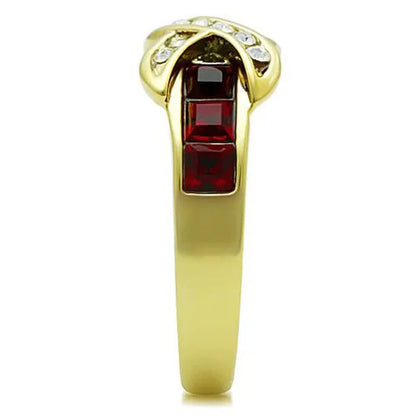 1.50 Ct Ruby Red CZ 14K Gold Plated Stainless Steel Fashion Ring Women's Size 5-10