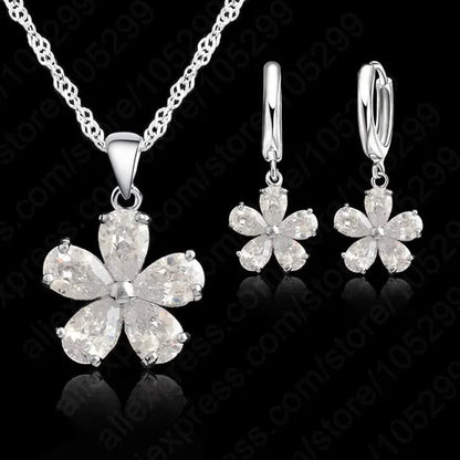 Newest Wedding Jewelry Sets Necklace Earring Jewelry Sets Cubic Zirconia CZ Jewelry Set 925 Sterling Silver Woman Jewelry Set