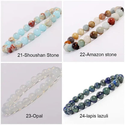43 Style New 8MM Natural Stone Bracelet / Apatite / Agate /amethyst /watermelon /Rose Quartz /Morgan Stone/malachite/Tiger Eye Fashion Bracelet Unisex