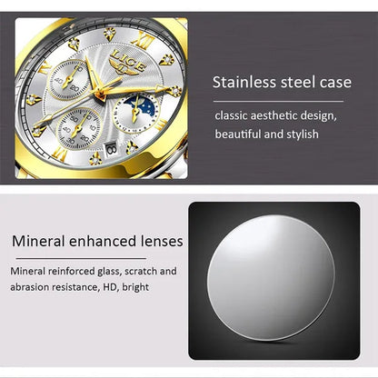 LIGE 2020 New Gold Watch Women Watches Ladies Creative Steel Women's Bracelet Watches Female Waterproof Clock Relogio Feminino