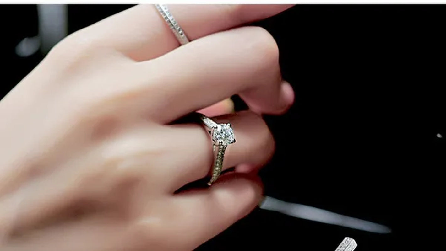 925 Silver Rose Gold Round Cut CZ Wedding Band Engagement Rings Set Women Size 4 5 6 7 8 9 10 11 12