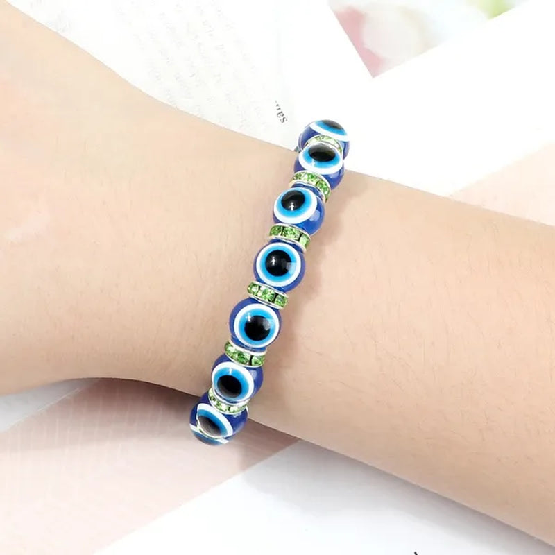 New Fashion Crystal Turkish Lucky Evil Eye Bracelets Blue Evil Eye Bead Bracelet Men Women Handmade Lucky Jewelry Charm Bracelet Female Dropshipping