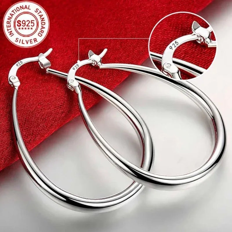 Simple Smooth Gold Plated Exaggerate Hoop Earrings Wedding Engagement Anniversary Jewelry Gift for Women