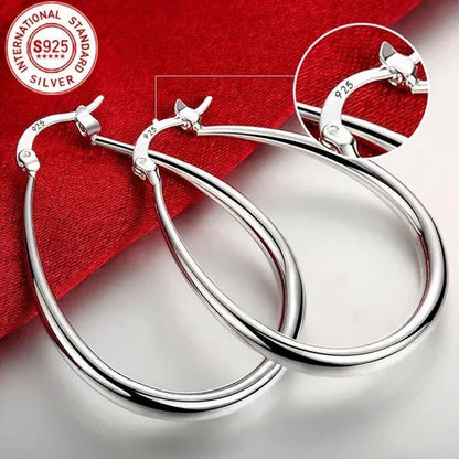 Simple Smooth Gold Plated Exaggerate Hoop Earrings Wedding Engagement Anniversary Jewelry Gift for Women
