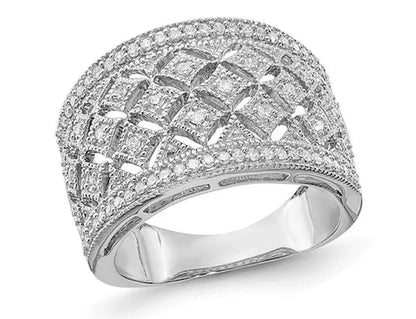 1/3 Carat (Ctw) Diamond Cocktail Ring Band in Sterling Silver