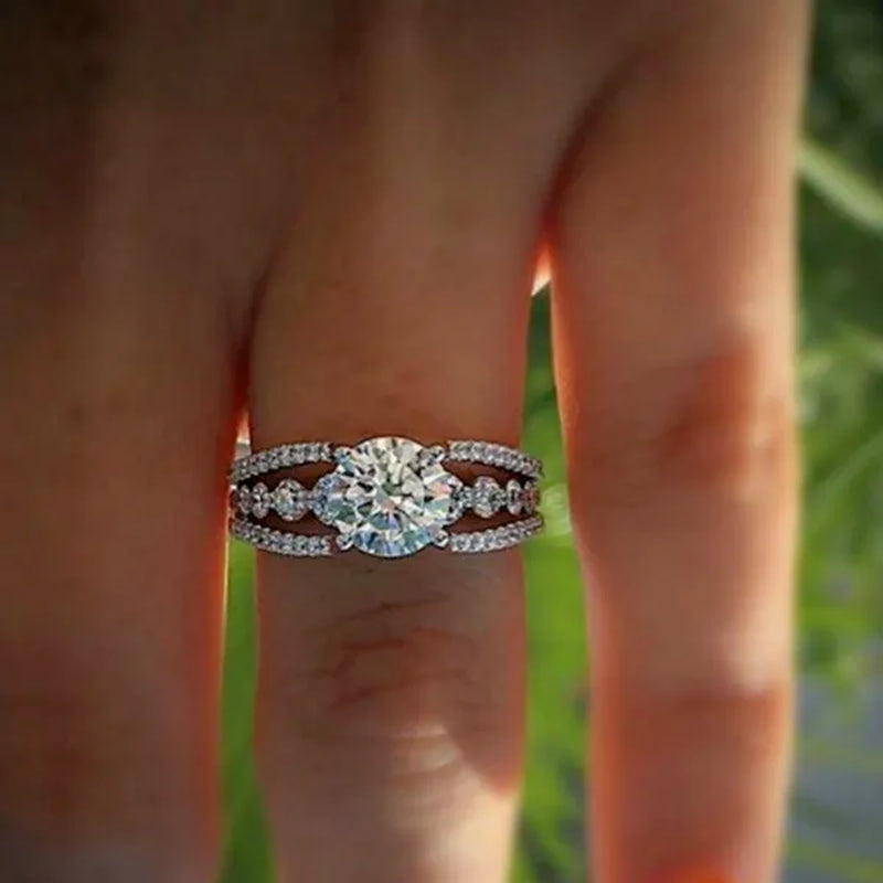 Exquisite Women'S Cut round Ring Fashion Bridal Party Engagement Wedding Ring Size 5-11
