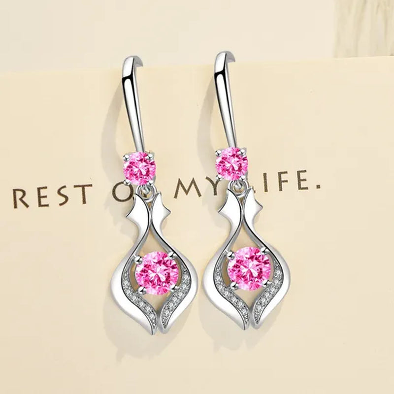 Fashion Silver Earrings Ladies Temperament Earrings Water Drop Long Earrings Engagement Earrings Diamond Earrings
