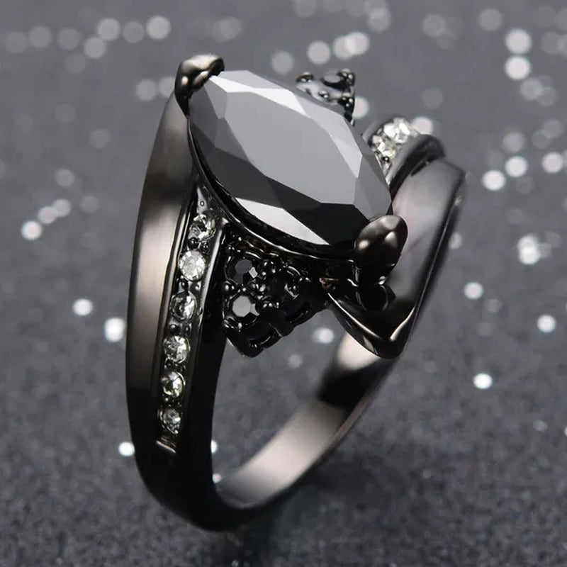 Women's Rings Size 6-10 Black Sapphire CZ 14K Black Golden Plated Wedding Ring (Choice Color and Size )