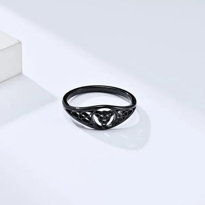 Women Men Viking Celtic Triquetera Knot Ring Titanium Stainless Steel Hollow Out Eternity Eternal Irish Celtic Knot Rings Engagement & Wedding Band US Size 6-11 Silver / Black / Rose Gold
