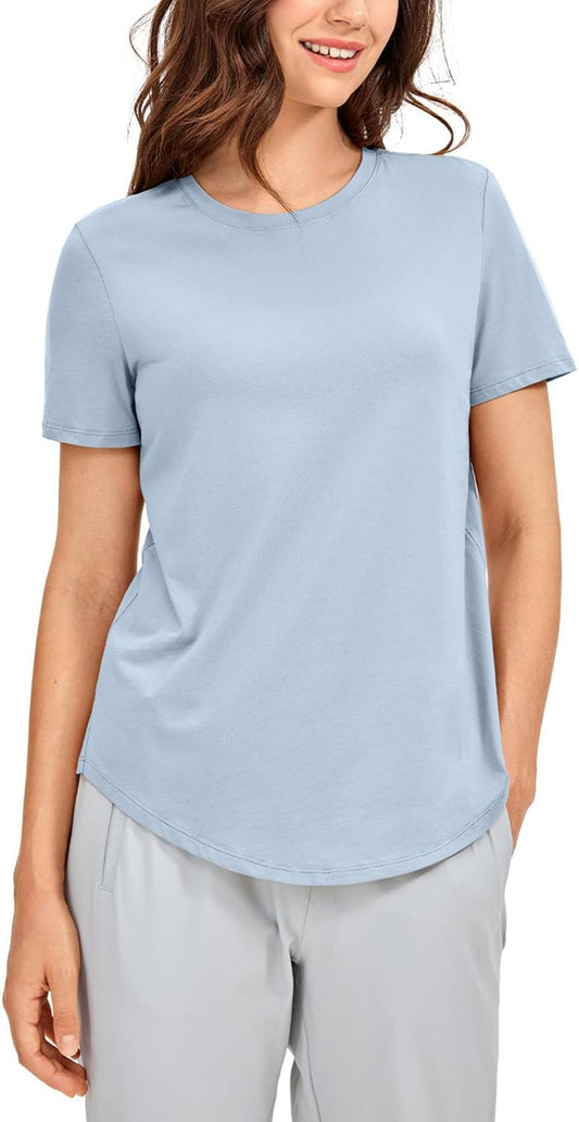 Women'S Pima Cotton Short Sleeve T-Shirt Athletic Top