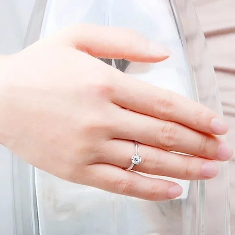 Princess Six Claw Ring Dainty Jewelry round White AAA CZ Diamond Earrings Ear Studs Wedding Gifts