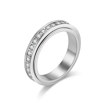 4Mm Wide Titanium Steel Exquisitely Inlaid Single Drainage Diamond for Men and Women Luxury Fashion Exquisitely Stackable Ring Engagement and Wedding Ring