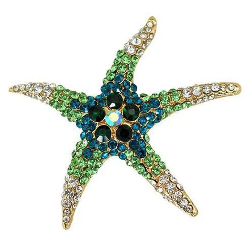 Starfish Brooches Blue Rhinestone Starfish Brooch Fashion Colorful Bridesmaid Wedding for Woman
