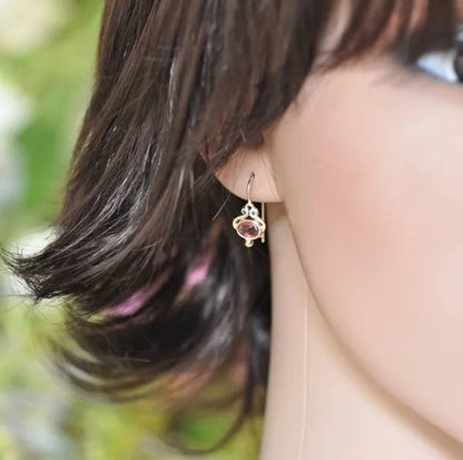 Unique   Blue Sapphire Oval Pink Tourmaline Gemstone Dangle Hook Earrings Women Jewelry Gifts