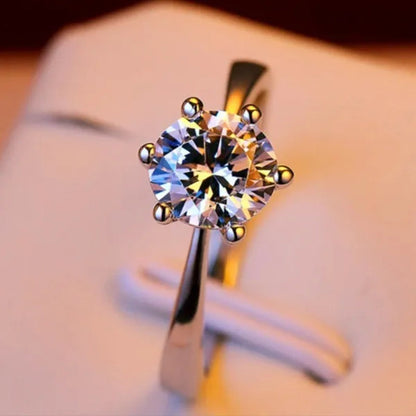 Princess Six Claw Ring Dainty Jewelry round White AAA CZ Diamond Earrings Ear Studs Wedding Gifts
