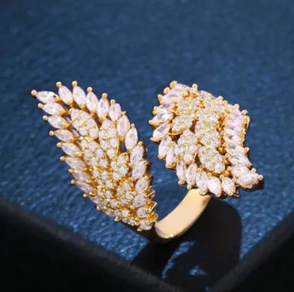 Silver Ring Leaf Open Ring Exaggerated Personality Leaf Gold Plated Ring Statement Crown Ring Natural Gemstones Ring Wedding Bride Engagement Band Charm Party Ring Jewelry